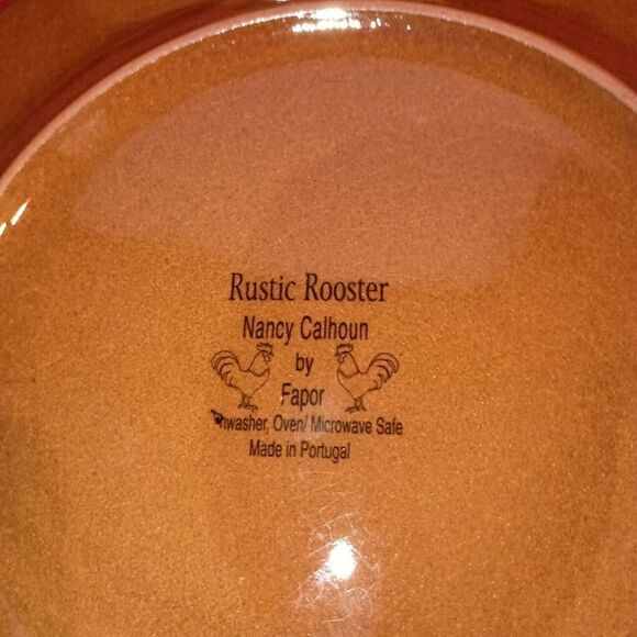 Nancy Calhoun Rustic Rooster 8" Salad Luncheon Plates by Fapor Portugal Set of 2 - Picture 5 of 5